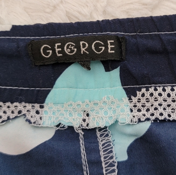 ๐ฉณ George Surfer Shorts Navy Blue & Teal boardShorts Hibiscus print - Picture 8 of 8